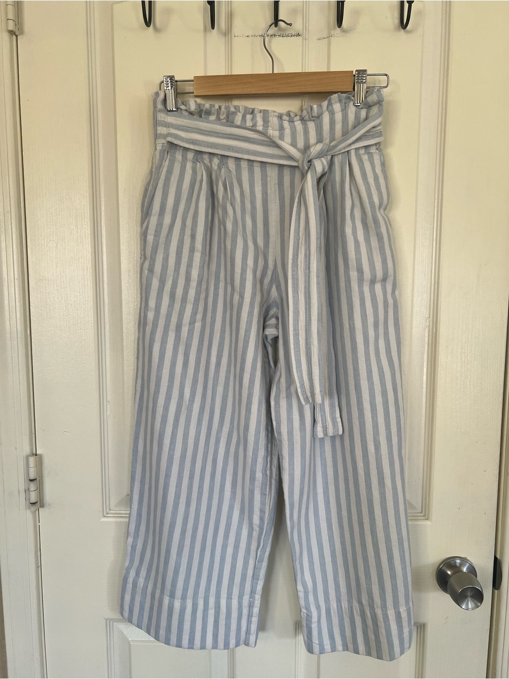Madewell Striped Linen Blend Paperbag Wide Leg Pants Size S